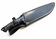 Large Black Bowie Hunting Knife 1095 Serrated with Black & Gray Micarta Custom Knives with Leather Sheath