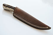 Stag Antler Damascus Hunting Knife Skinning Custom Knives Deer Drop Point Sheath