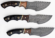 Ladder Damascus Tracker Knife Hunting Knives Ram Horn Handle with Wood Inlay Blank +Sheath